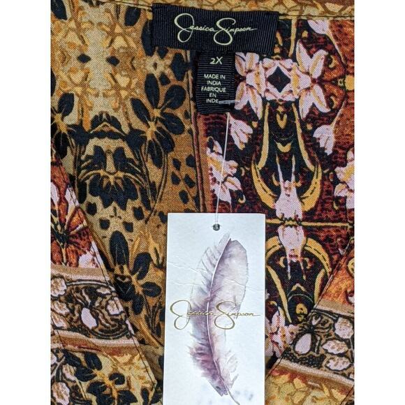 NEW Jessica Simpson 2X Midi Dress Fall Autumn Long Sleeve Hi/Low Hem Lightwt NWT - Picture 4 of 8